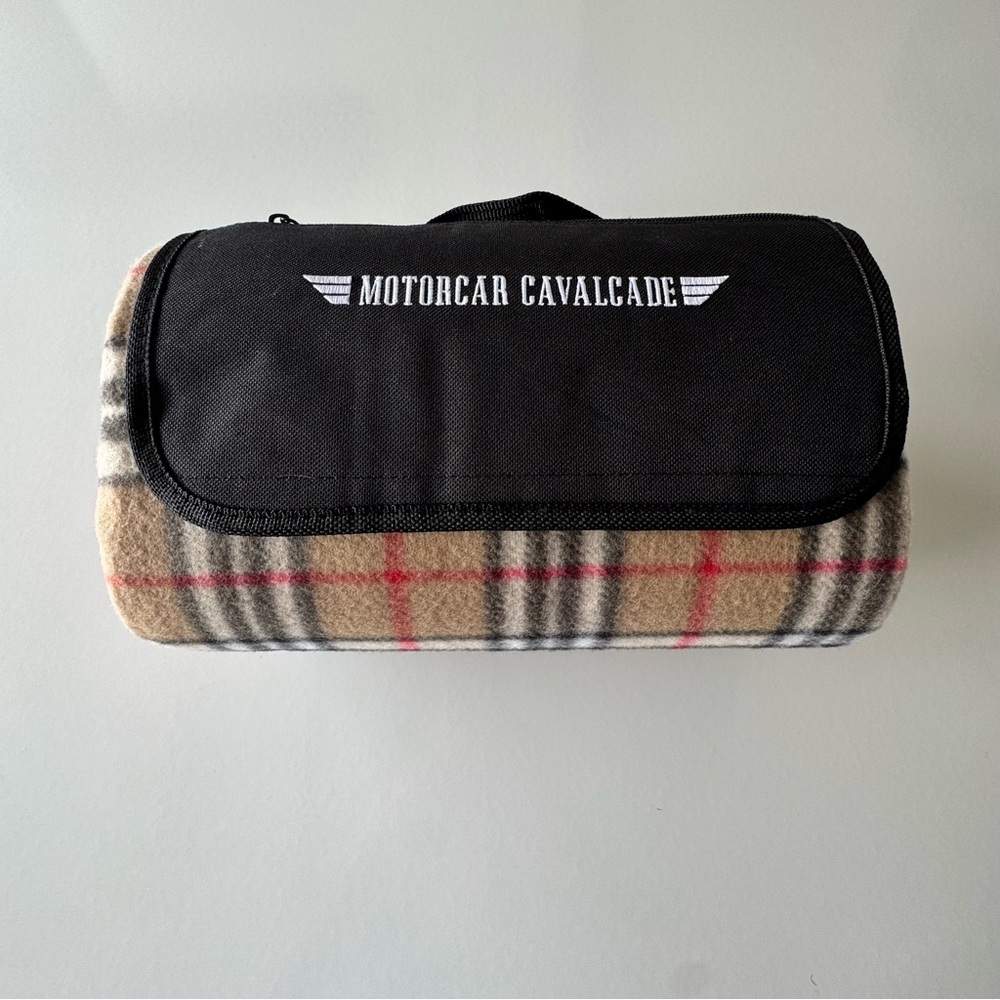 Motorcar Calvacade Luxury Car Show Tartan Plaid Car Picnic Blanket NEW 49x58